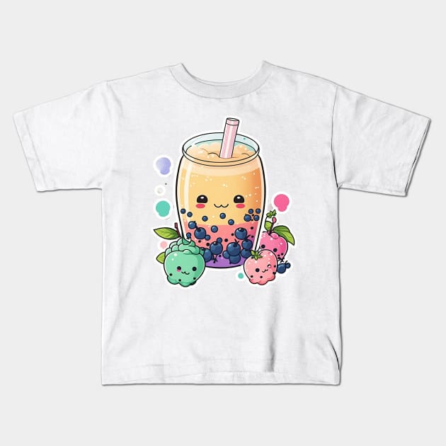 Cute Bubble Tea Cartoon Boba Drawing Kids T-Shirt by kiddo200